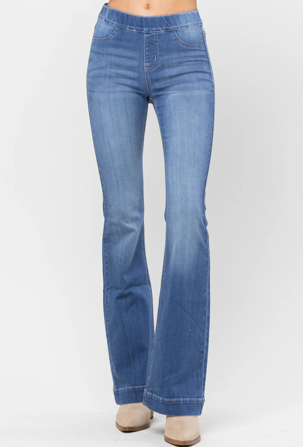 Flared No Zip Denim Jeans