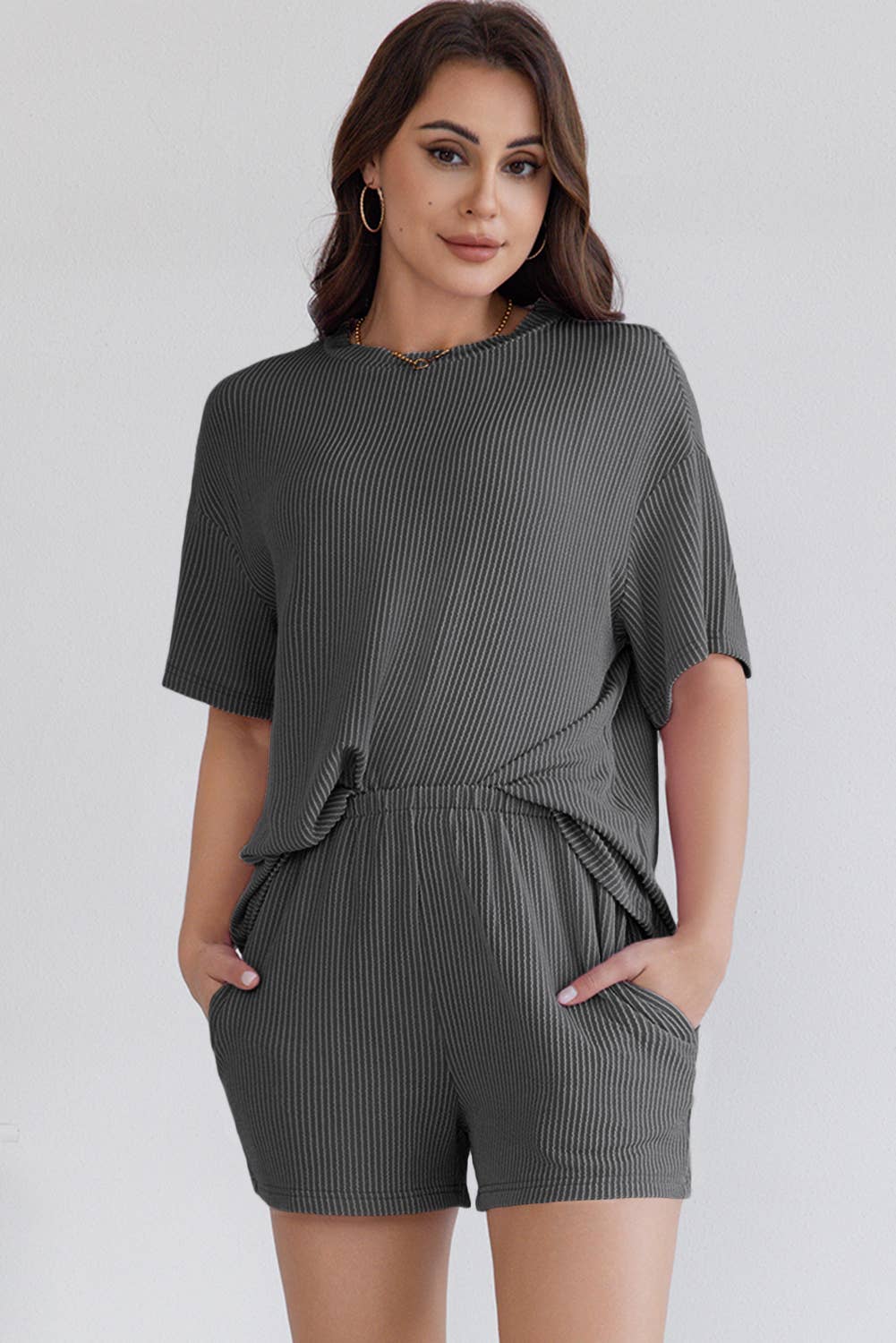 Cozy Ribbed T-Shirt & Shorts Set