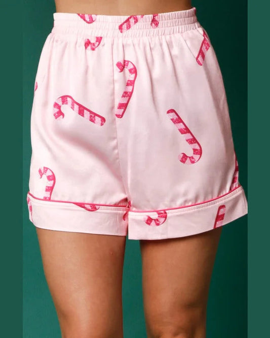 Silk Candy Cane PJ Shorts